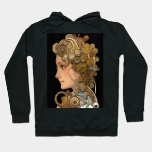 Cool Rusty Gears and Flowers Pretty Girl Steampunk Hoodie